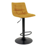 QUVIO Barstoel Florence – Mosterdgeel Fluweel – Verstelbare Zithoogte – Set van 2
