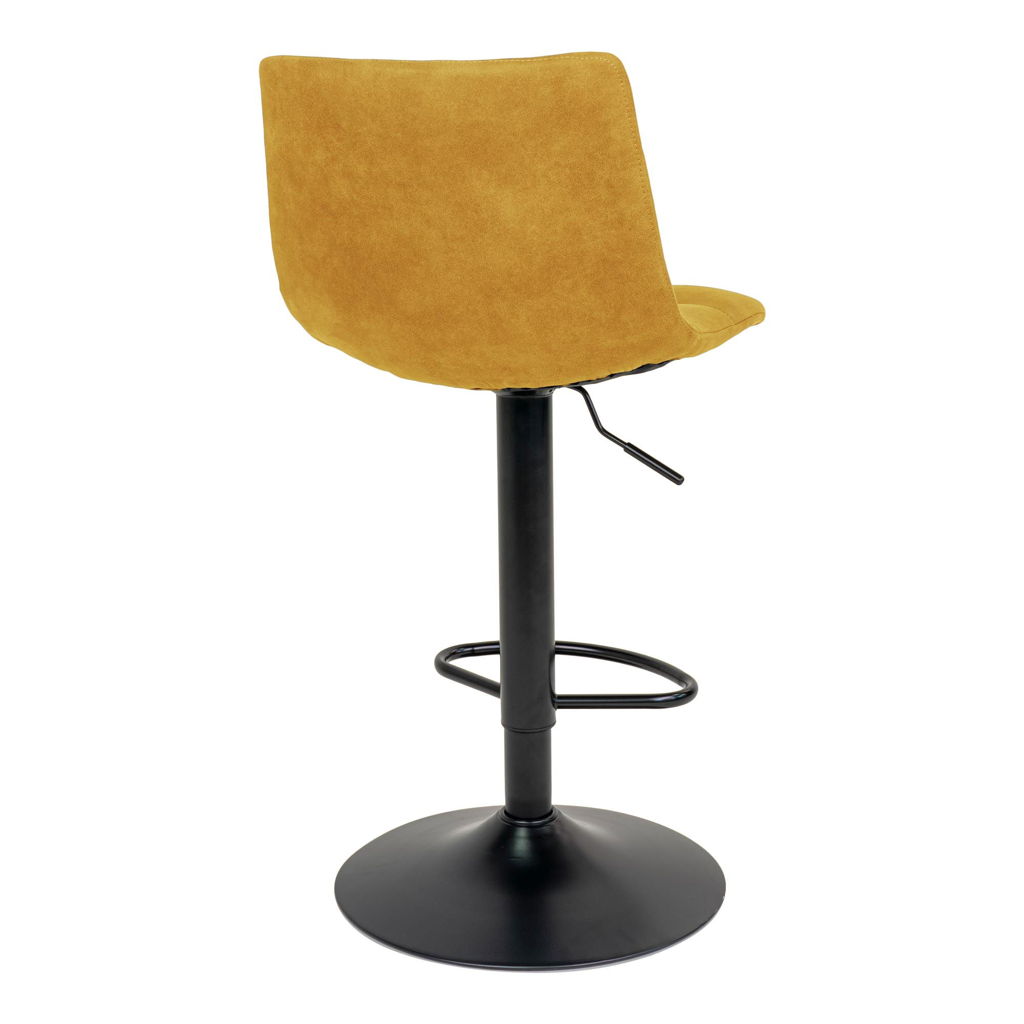 QUVIO Barstoel Florence – Mosterdgeel Fluweel – Verstelbare Zithoogte – Set van 2