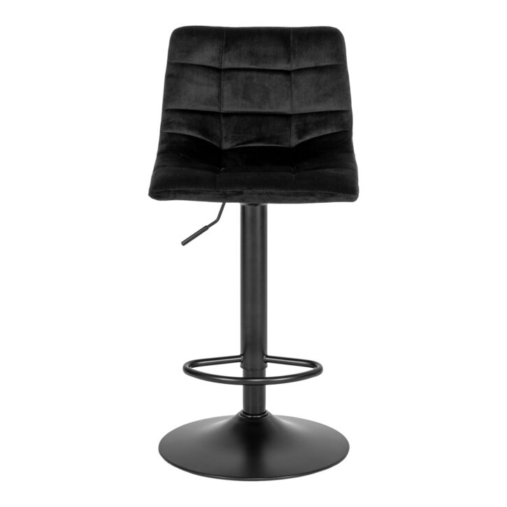 QUVIO Barstoel Florence – Verstelbare Zithoogte – Zwart Fluweel – Set van 2