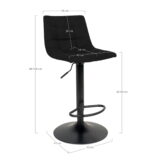 QUVIO Barstoel Florence – Verstelbare Zithoogte – Zwart Fluweel – Set van 2