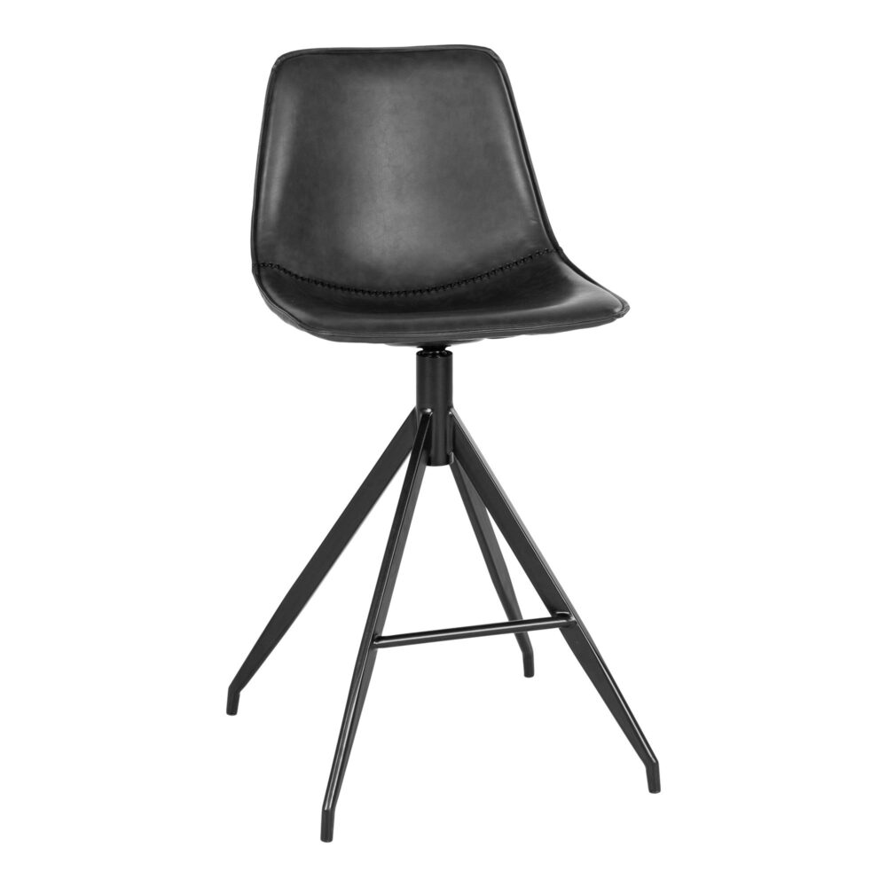 2 stuks QUVIO Barstoel Monaco – Zwart – PU-leer en Staal