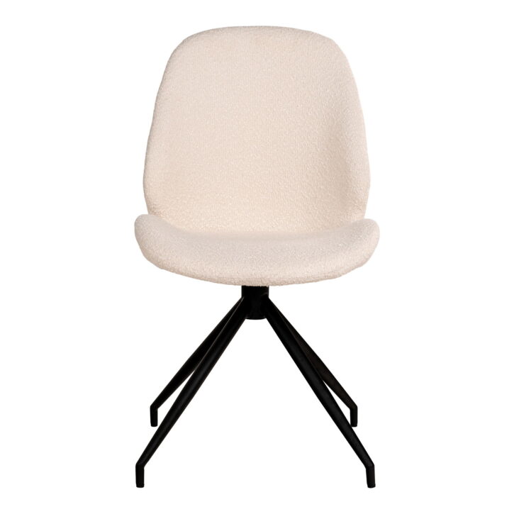 QUVIO Eetkamerstoel Monte Carlo – Bouclé – Wit – Draaibaar – Set van 2