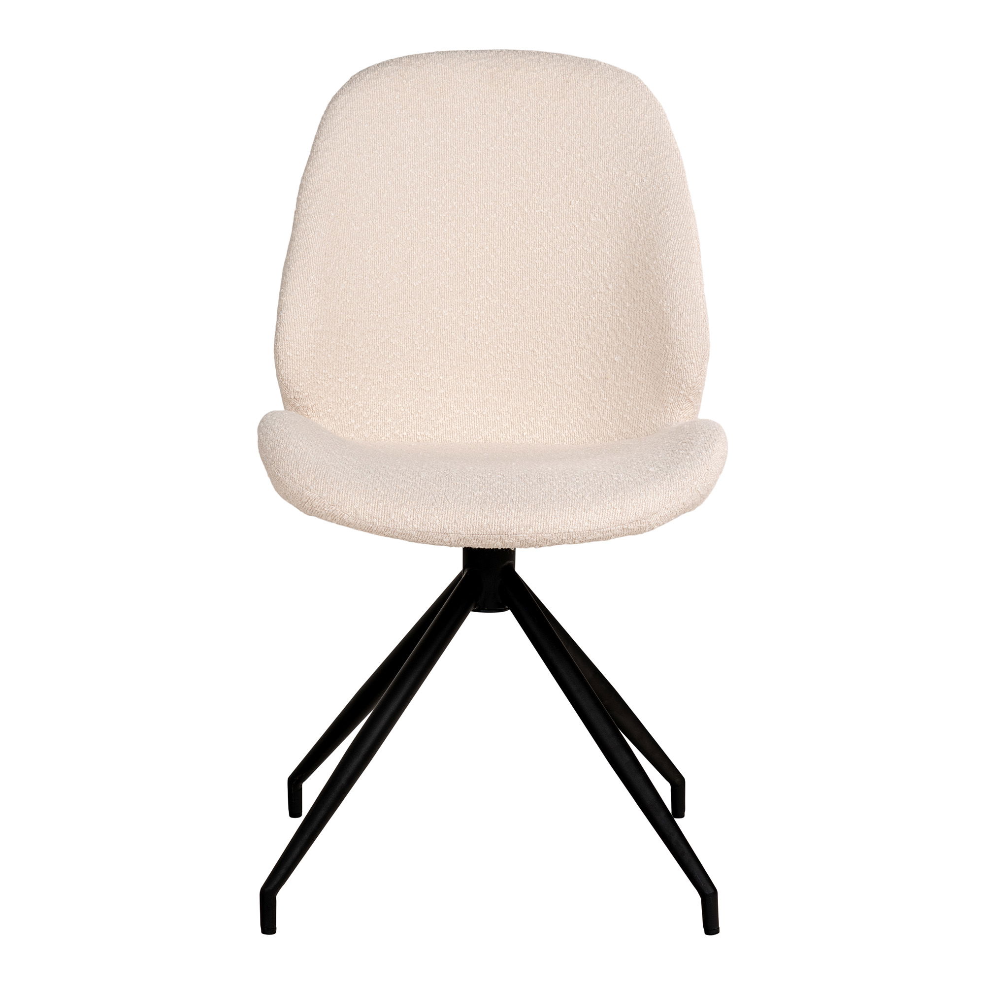 QUVIO Eetkamerstoel Monte Carlo – Bouclé – Wit – Draaibaar – Set van 2