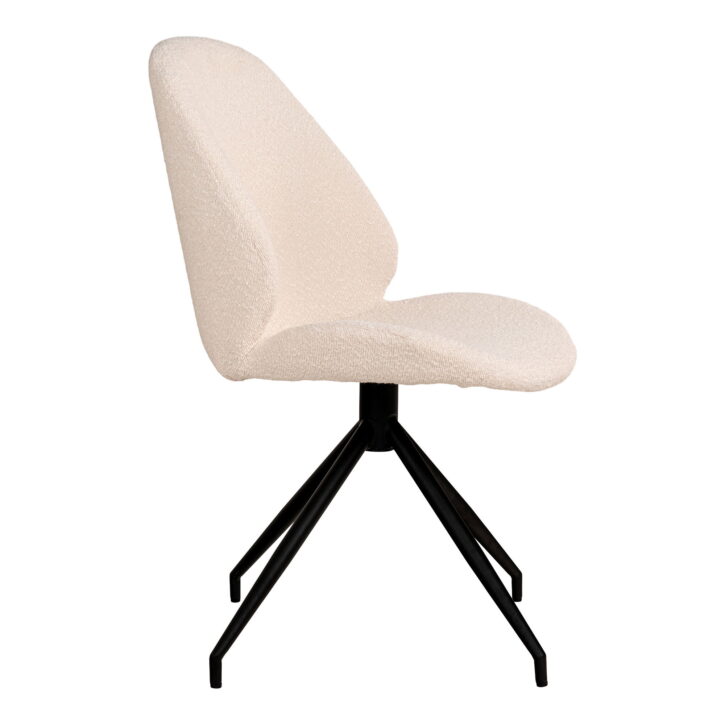 QUVIO Eetkamerstoel Monte Carlo – Bouclé – Wit – Draaibaar – Set van 2