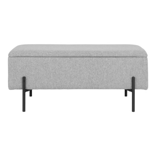 QUVIO Bankje Watford – Lichtgrijs met zwarte poten – Opbergruimte – 95×36,5×46 cm