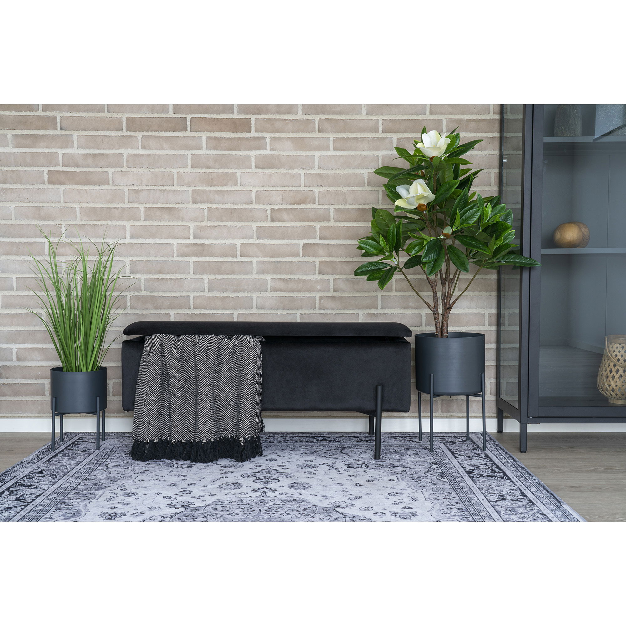 QUVIO Fluwelen Bankje – Zwart – Met Opbergruimte – 95×36,5×46 cm