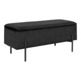QUVIO Fluwelen Bankje – Zwart – Met Opbergruimte – 95×36,5×46 cm