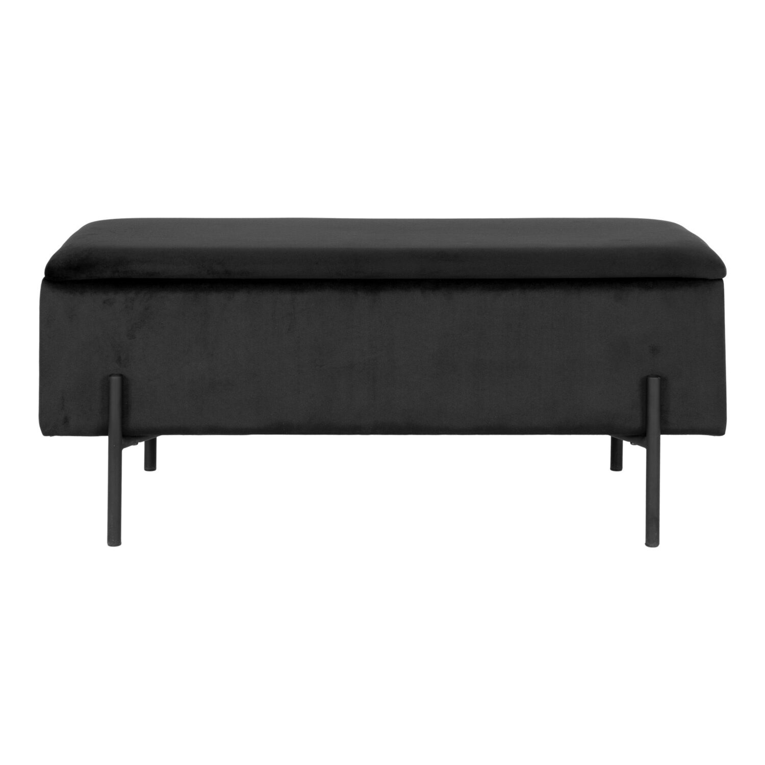 QUVIO Fluwelen Bankje – Zwart – Met Opbergruimte – 95×36,5×46 cm