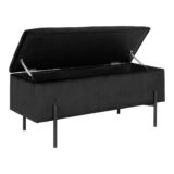 QUVIO Fluwelen Bankje – Zwart – Met Opbergruimte – 95×36,5×46 cm