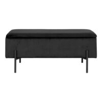 QUVIO Fluwelen Bankje – Zwart – Met Opbergruimte – 95×36,5×46 cm