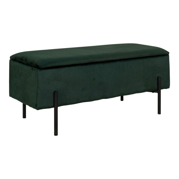 QUVIO Fluwelen Bankje met Opbergruimte – Groen – 95×36,5×46 cm