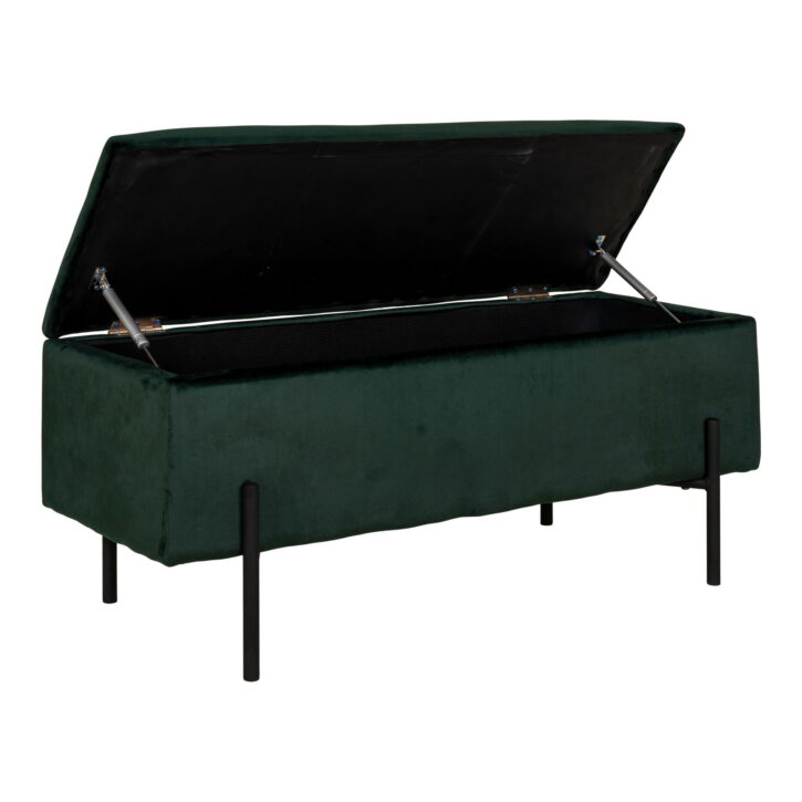 QUVIO Fluwelen Bankje met Opbergruimte – Groen – 95×36,5×46 cm