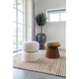 QUVIO Witte teddy poef – Bouclé – Wit