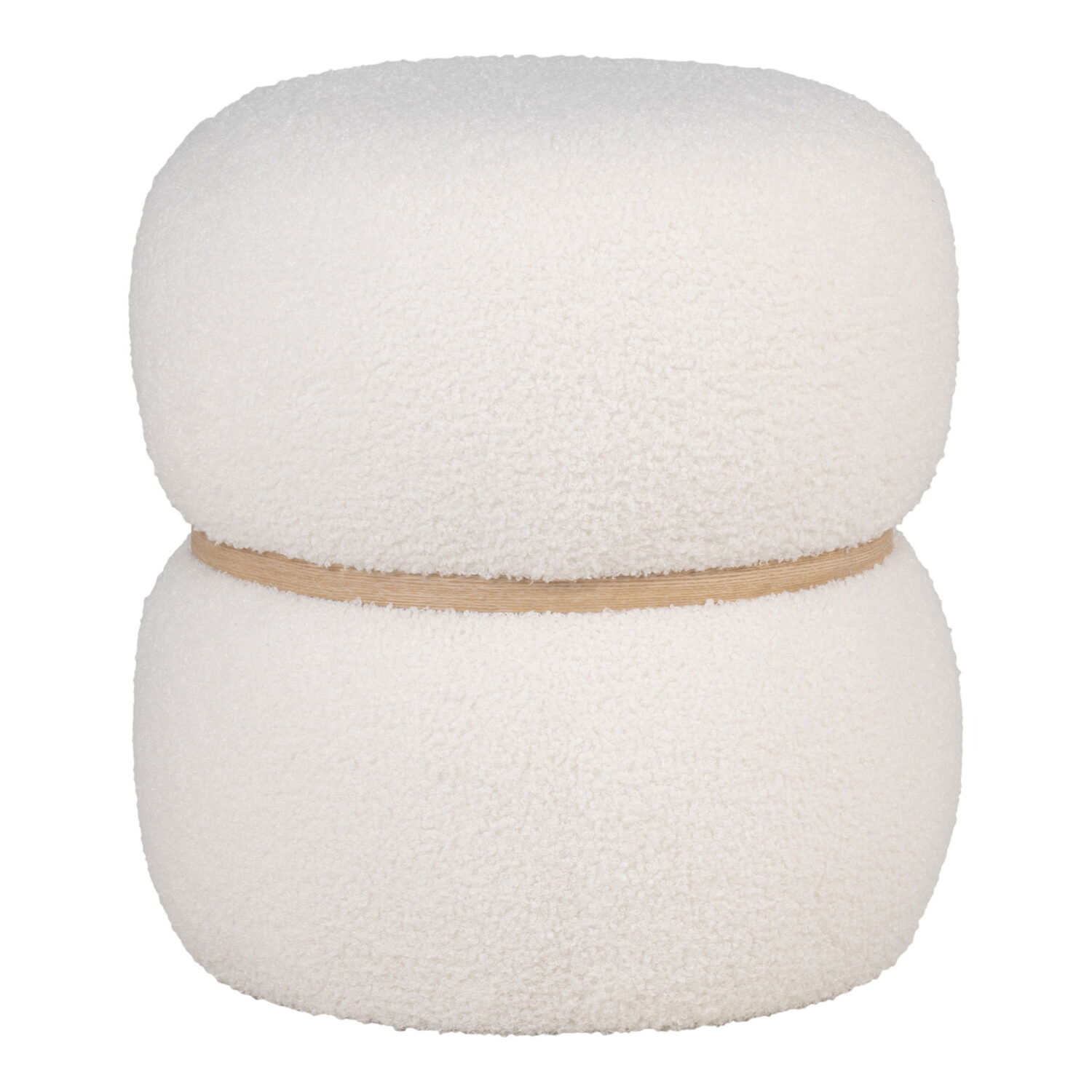 QUVIO Witte teddy poef – Bouclé – Wit