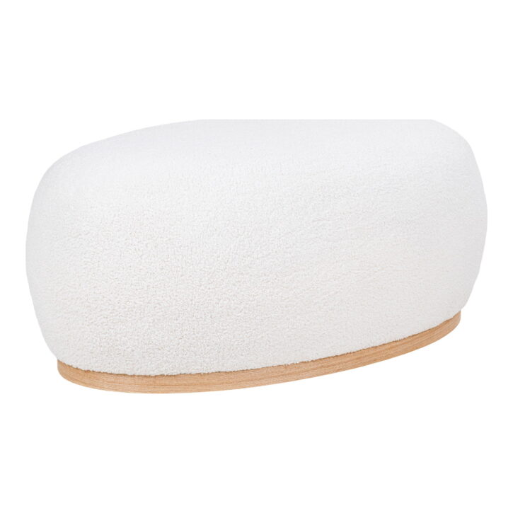 QUVIO Poef New York – Stijlvol en Comfortabel – Witte Bouclé Stof – 54,5×88,5×36 cm
