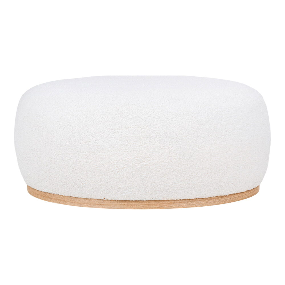 QUVIO Poef New York – Stijlvol en Comfortabel – Witte Bouclé Stof – 54,5×88,5×36 cm