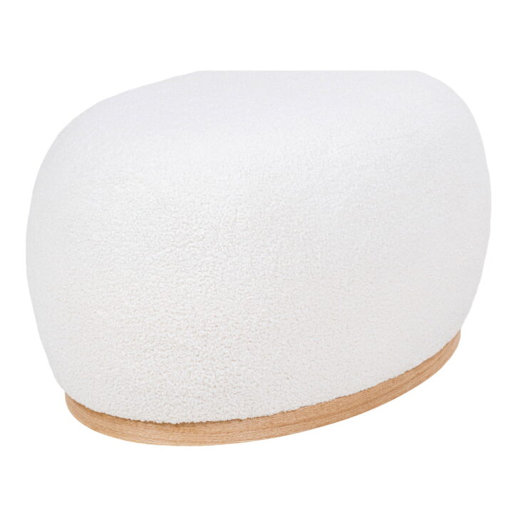 QUVIO Poef New York – Stijlvol en Comfortabel – Witte Bouclé Stof – 54,5×88,5×36 cm
