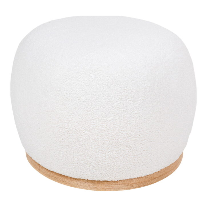 QUVIO Poef New York – Stijlvol en Comfortabel – Witte Bouclé Stof – 54,5×88,5×36 cm