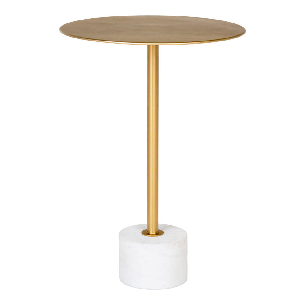 QUVIO Bijzettafel – Marmer – Ø41×58 cm – Goud
