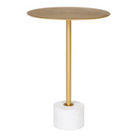 QUVIO Bijzettafel – Marmer – Ø41×58 cm – Goud