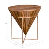 QUVIO Salontafel – Mangohout – Stalen Frame – Ø45×45 cm – Naturel