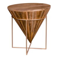 QUVIO Salontafel – Mangohout – Stalen Frame – Ø45×45 cm – Naturel