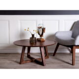 QUVIO Salontafel – Hoogwaardig MDF – Walnootfineer – Bruin – 75 cm Diameter