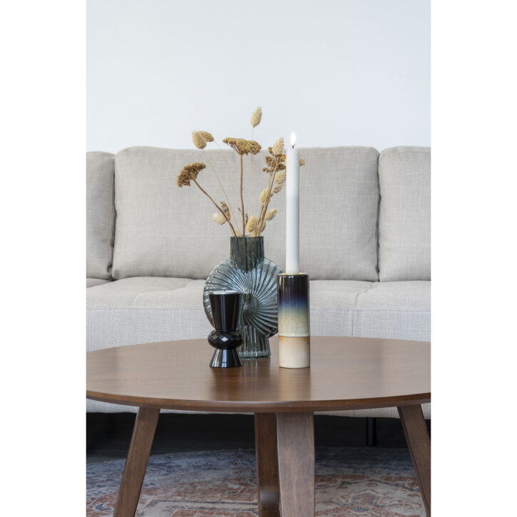 QUVIO Salontafel – Hoogwaardig MDF – Walnootfineer – Bruin – 75 cm Diameter