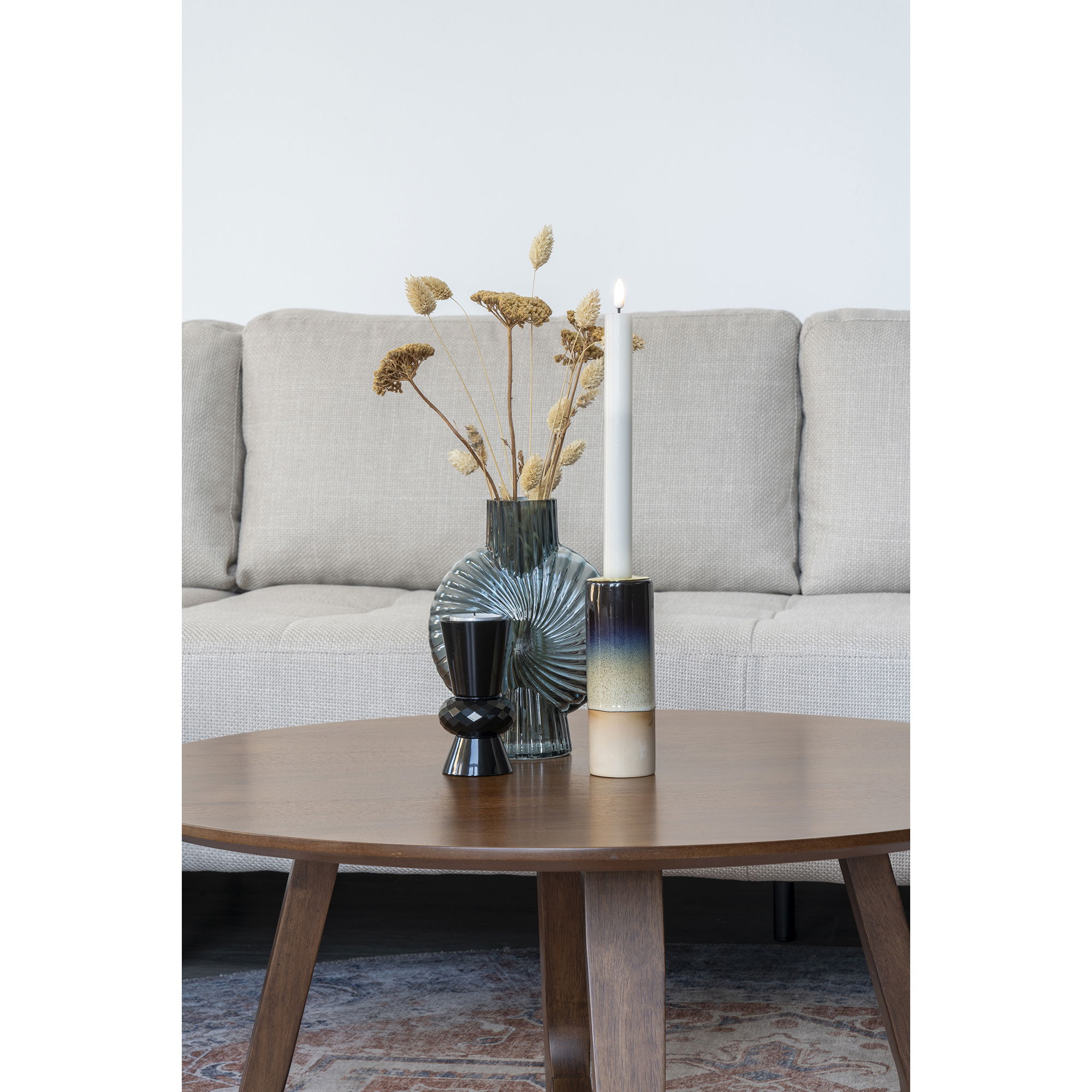 QUVIO Salontafel – Hoogwaardig MDF – Walnootfineer – Bruin – 75 cm Diameter