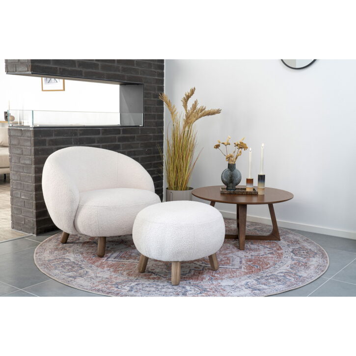 QUVIO Salontafel – Hoogwaardig MDF – Walnootfineer – Bruin – 75 cm Diameter
