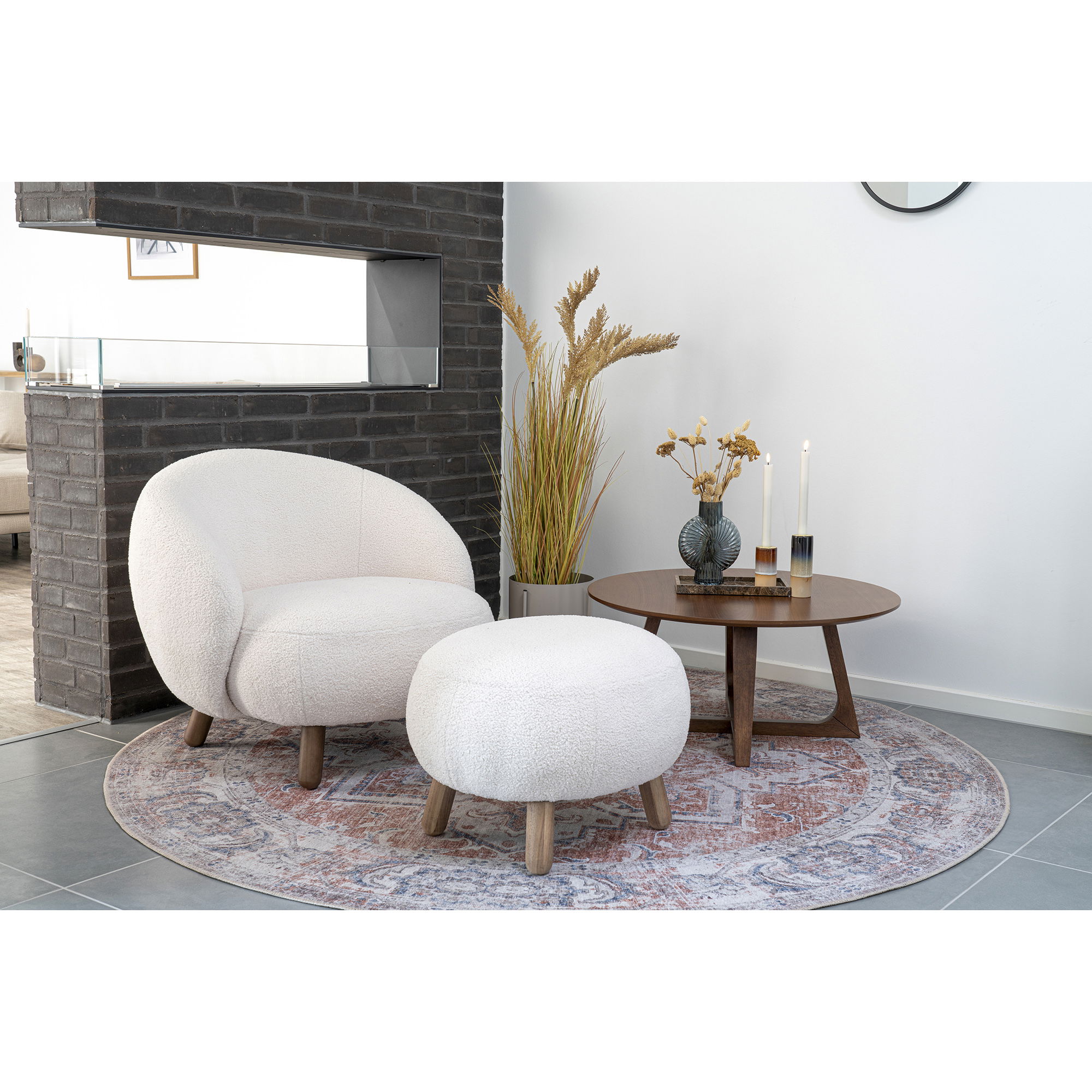 QUVIO Salontafel – Hoogwaardig MDF – Walnootfineer – Bruin – 75 cm Diameter