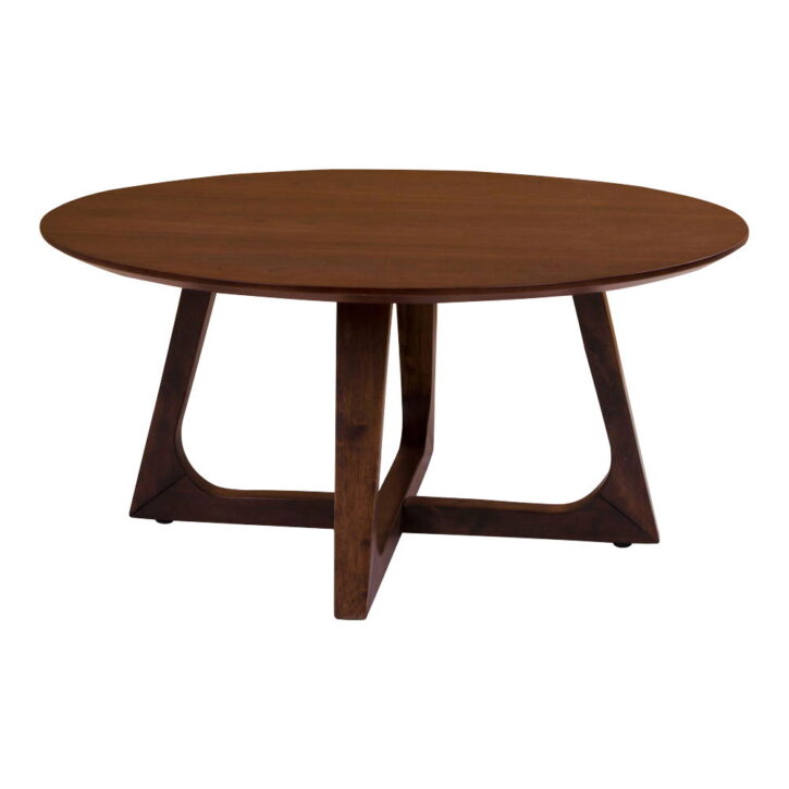 QUVIO Salontafel – Hoogwaardig MDF – Walnootfineer – Bruin – 75 cm Diameter