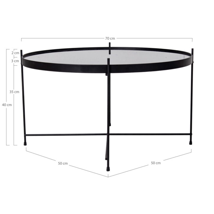 QUVIO Salontafel – Zwart Staal – Glas – Ø70 x h 40 cm