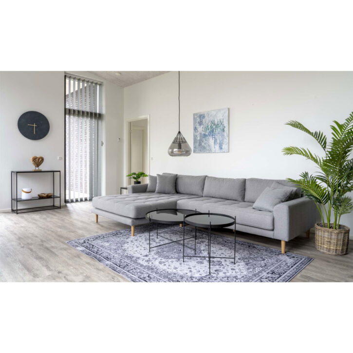 QUVIO Salontafel – Zwart Staal – Glas – Ø70 x h 40 cm