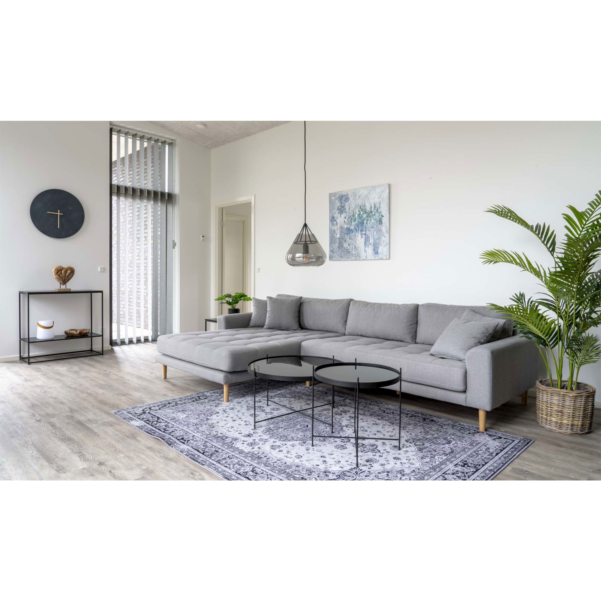 QUVIO Salontafel – Zwart Staal – Glas – Ø70 x h 40 cm