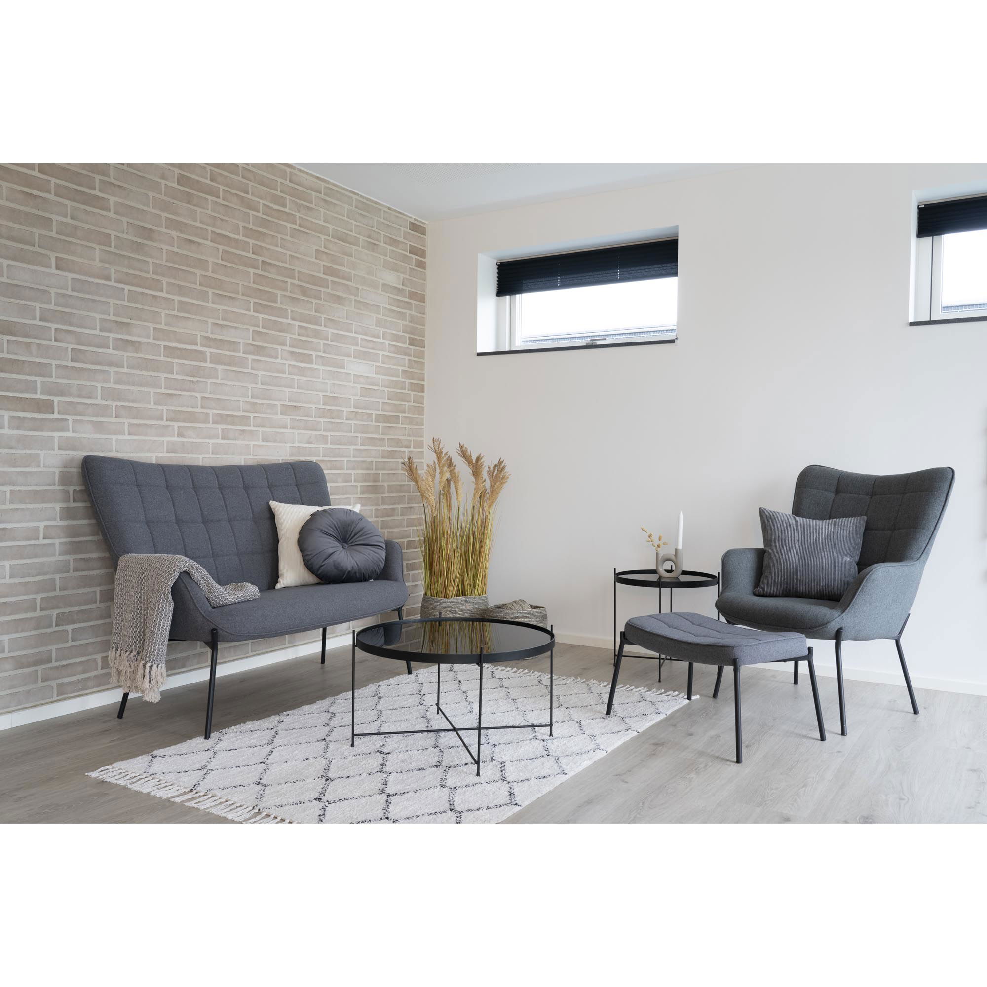 QUVIO Salontafel – Zwart Staal – Glas – Ø70 x h 40 cm