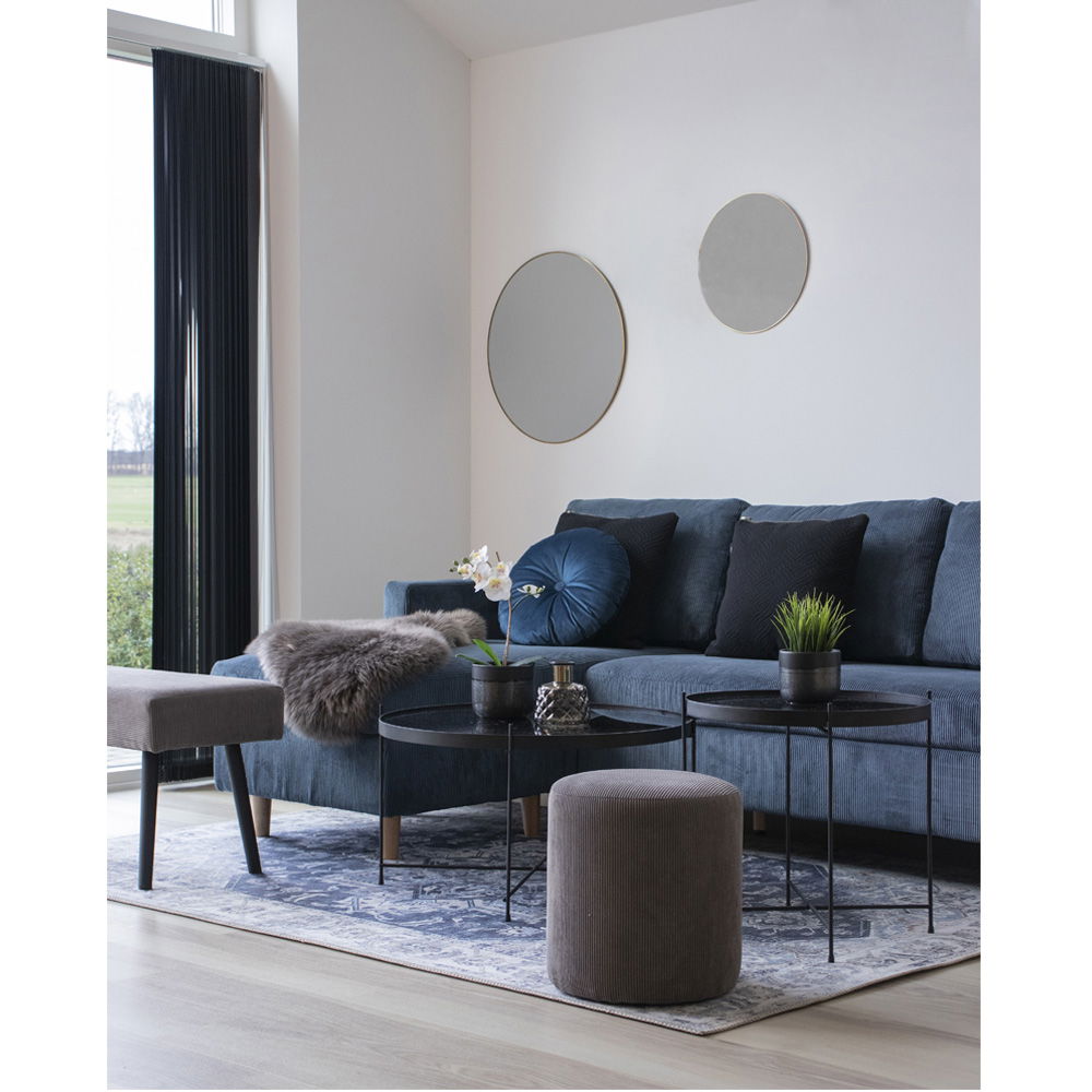 QUVIO Salontafel – Zwart Staal – Glas – Ø70 x h 40 cm