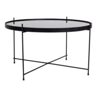 QUVIO Salontafel – Zwart Staal – Glas – Ø70 x h 40 cm
