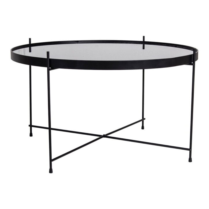 QUVIO Salontafel – Zwart Staal – Glas – Ø70 x h 40 cm