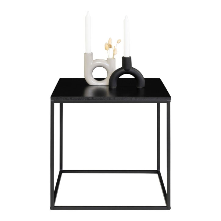 QUVIO Bijzettafel Gothenburg – Zwart – 45x45x45 cm – Staal en Spaanplaat