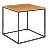 QUVIO Bijzettafel Gothenburg – Eikenhouten Look – Zwart Stalen Frame – 45x45x45 cm