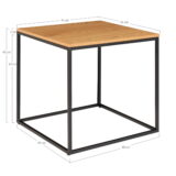 QUVIO Bijzettafel Gothenburg – Eikenhouten Look – Zwart Stalen Frame – 45x45x45 cm