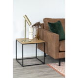 QUVIO Bijzettafel Gothenburg – Eikenhouten Look – Zwart Stalen Frame – 45x45x45 cm