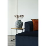 QUVIO Bijzettafel Gothenburg – Eikenhouten Look – Zwart Stalen Frame – 45x45x45 cm