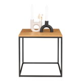 QUVIO Bijzettafel Gothenburg – Eikenhouten Look – Zwart Stalen Frame – 45x45x45 cm