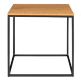 QUVIO Bijzettafel Gothenburg – Eikenhouten Look – Zwart Stalen Frame – 45x45x45 cm