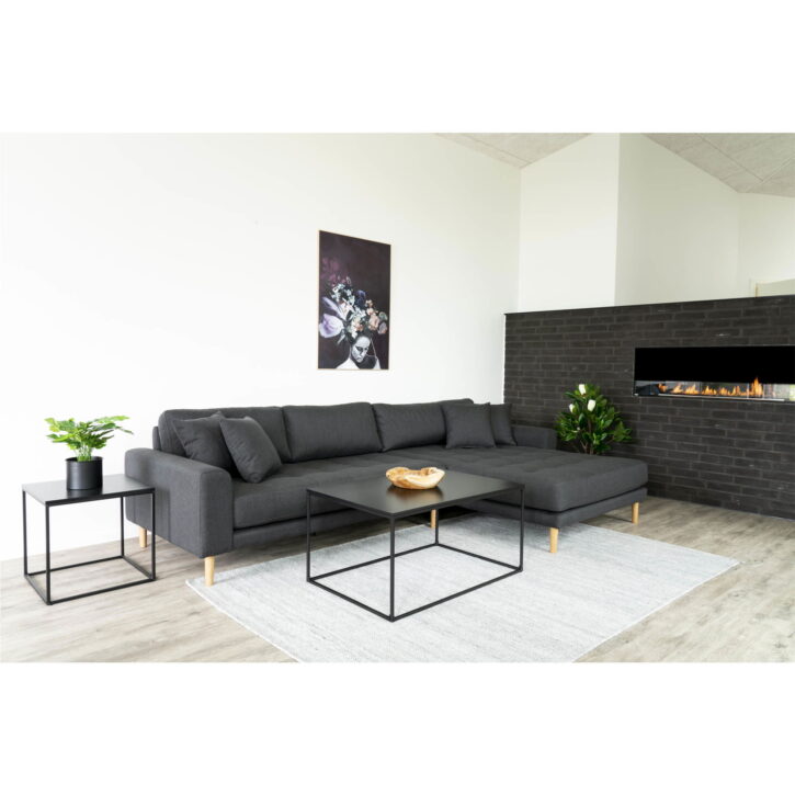 QUVIO Salontafel Gothenburg – Zwart – 60x90x45 cm – Staal en Spaanplaat
