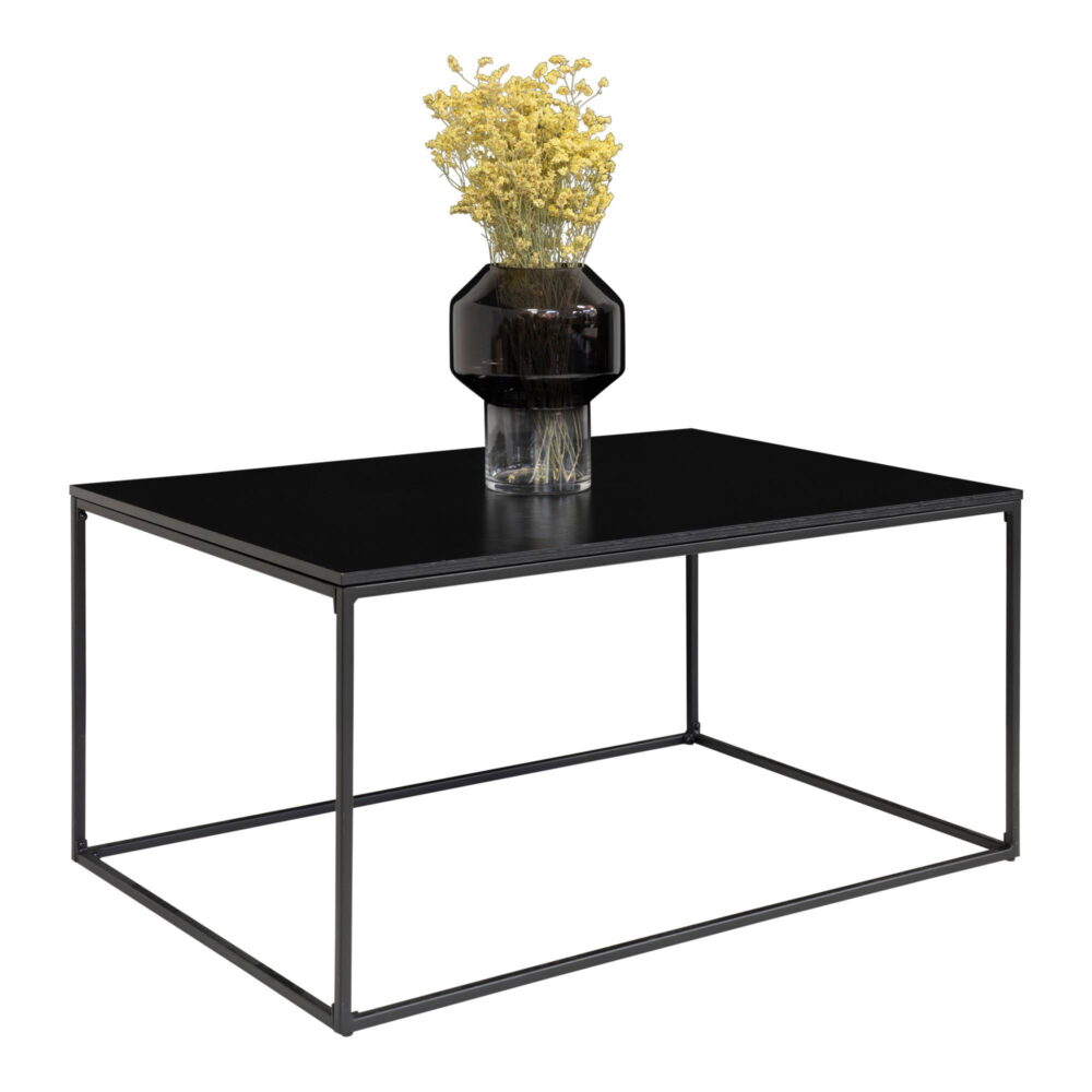 QUVIO Salontafel Gothenburg – Zwart – 60x90x45 cm – Staal en Spaanplaat