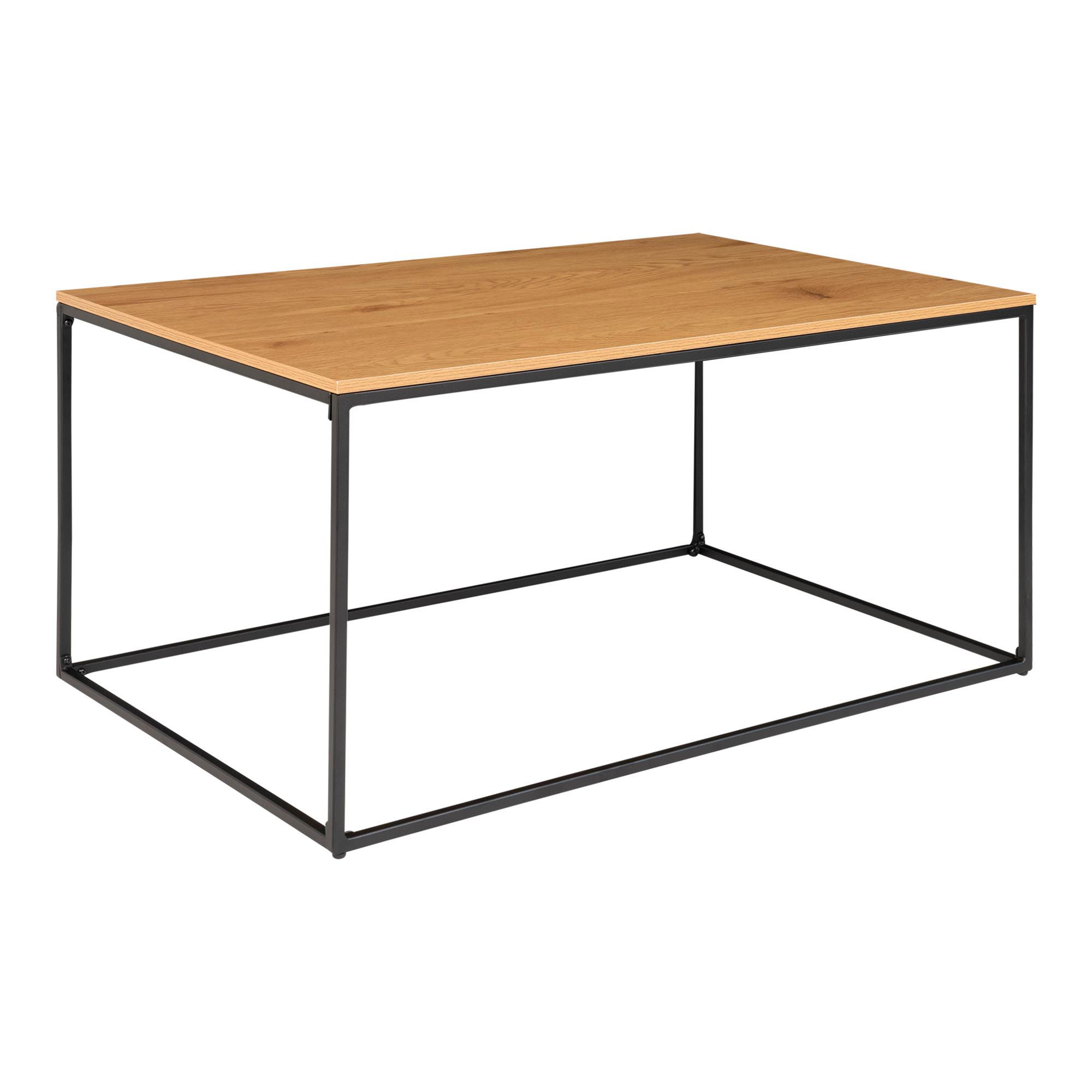 QUVIO Eikenlook salontafel – Staal – 60x90x45 cm – Eikenlook