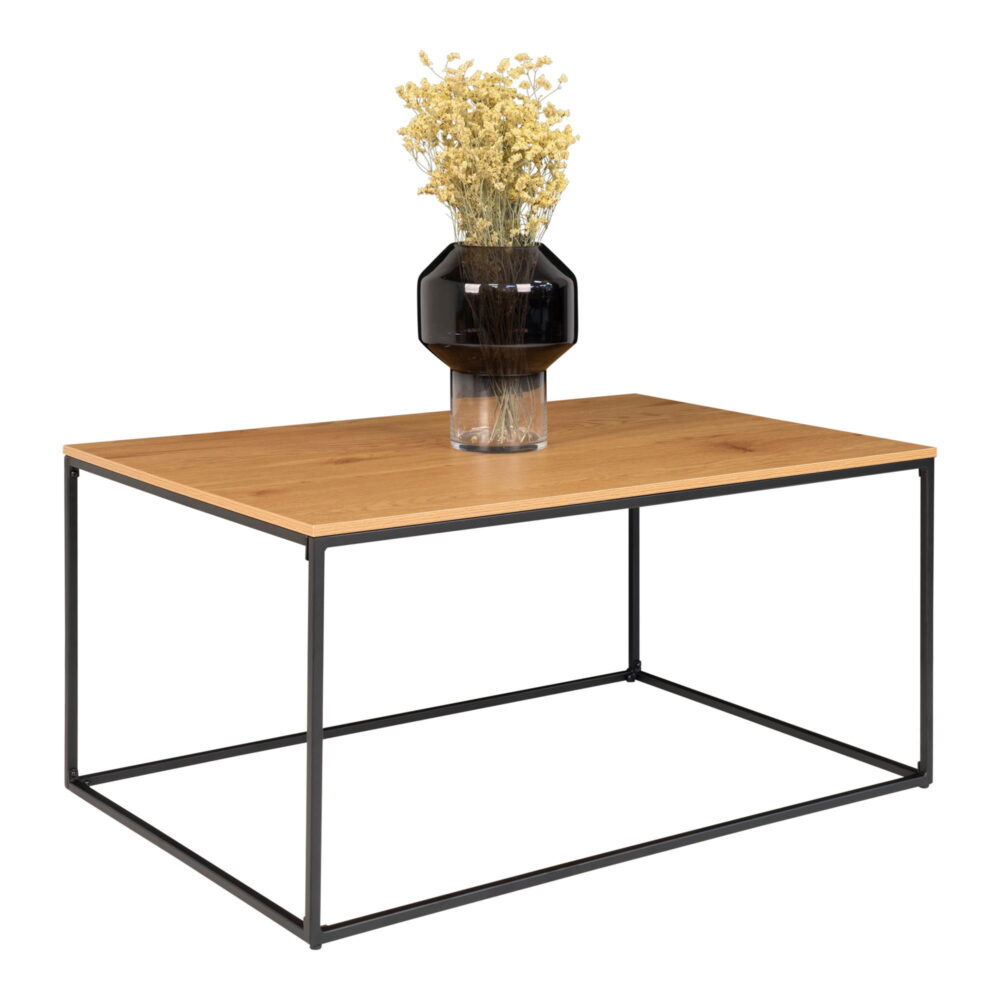 QUVIO Eikenlook salontafel – Staal – 60x90x45 cm – Eikenlook
